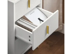 SoBuy Nachttisch mit 3 Schubladen Moderner Beistelltisch 40x63x40cm Weiß FBT115-L-W