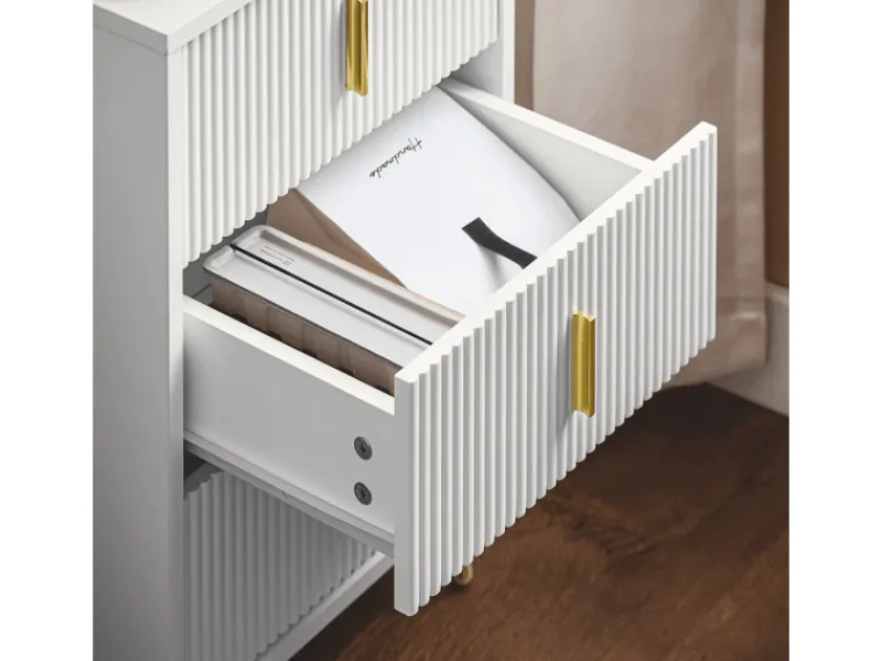 SoBuy Nachttisch mit 3 Schubladen Moderner Beistelltisch 40x63x40cm Weiß FBT115-L-W