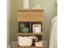 New SoBuy Nachttisch mit Schublade und 2 Ablagen Beistelltisch 39x65x39cm Natur FBT49-N