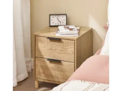 SoBuy Nachttisch Nachtschrank mit 2 Schubladen Beistelltisch für das Schlafzimmer Natur FBT166-N