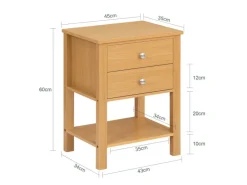 Sale SoBuy Nachttisch Sofatisch Beistelltisch mit 2 Schubladen Natur FBT114-N