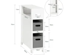 Hot SoBuy Nischenregal mit 2 abnehmbaren Körben Holz Vlies Weiß BZR83-W