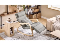 SoBuy Schaukelstuhl Schaukelsessel mit Verstellbarer Fußstütze FST16-DG