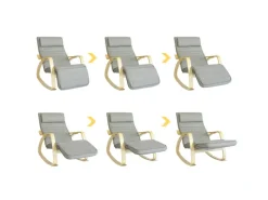 SoBuy Schaukelstuhl Schaukelsessel mit Verstellbarer Fußstütze FST16-DG