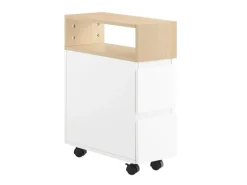 Hot SoBuy Schmaler Beistelltisch mit 2 Schubladen Nachttisch mit Rollen FBT155-WN