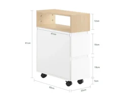 Hot SoBuy Schmaler Beistelltisch mit 2 Schubladen Nachttisch mit Rollen FBT155-WN