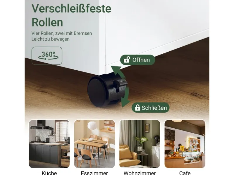Hot SoBuy Schmaler Beistelltisch mit 2 Schubladen Nachttisch mit Rollen FBT155-WN