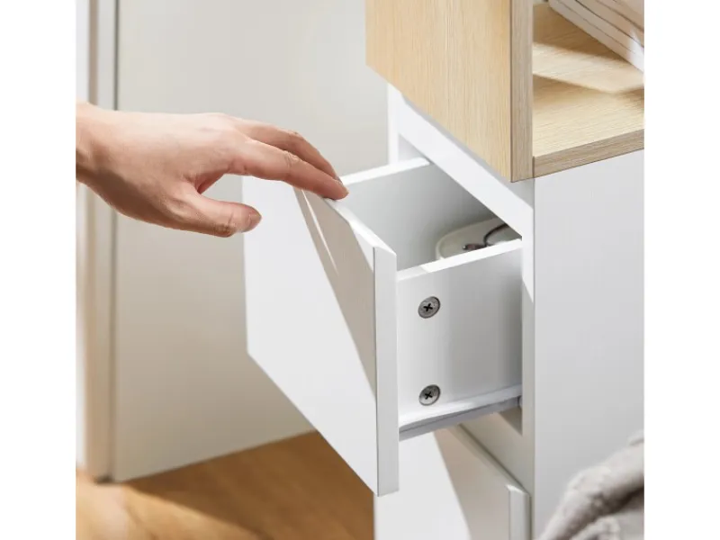 Hot SoBuy Schmaler Beistelltisch mit 2 Schubladen Nachttisch mit Rollen FBT155-WN