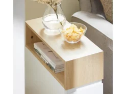 Hot SoBuy Schmaler Beistelltisch mit 2 Schubladen Nachttisch mit Rollen FBT155-WN