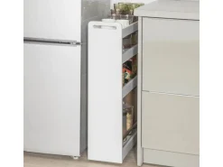 SoBuy Schmaler Rollwagen Servierwagen Nischenregal mit 4 Etagen Weiß 18x82x60cm NSR01-W