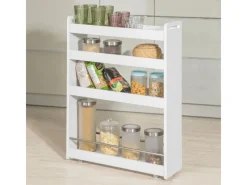 SoBuy Schmaler Rollwagen Servierwagen Nischenregal mit 4 Etagen Weiß 18x82x60cm NSR01-W