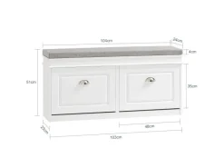 Online SoBuy Schuhbank mit 2 Klappen Schuhkipper Weiß MDF 104cm FSR64-W