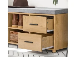 Outlet SoBuy Schuhbank mit 2 Schubladen und 4 Fächern MDF PB Natur FSR148-N