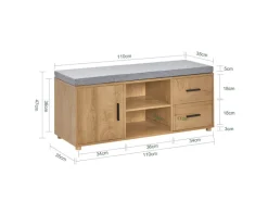 Outlet SoBuy Schuhbank mit 2 Schubladen und 4 Fächern MDF PB Natur FSR148-N