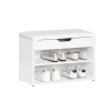 SoBuy Schuhbank mit Sitzfläche Sitzbank Schuhregal aus MDF 60x44x30cm Weiß FSR25-W