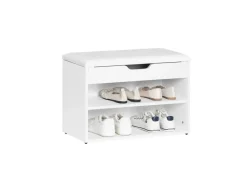 SoBuy Schuhbank mit Sitzfläche Sitzbank Schuhregal aus MDF 60x44x30cm Weiß FSR25-W