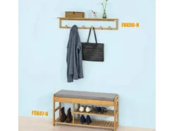 Outlet SoBuy Schuhbank mit Sitzfläche und Schubladen Sitzbank Natur Bambus FSR47-N