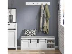 Discount SoBuy Schuhbank mit Sitzfläche und Schiebetüren MDF Weiß FSR133-W