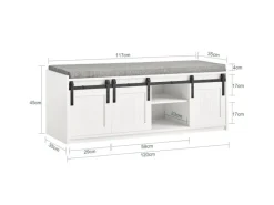 Discount SoBuy Schuhbank mit Sitzfläche und Schiebetüren MDF Weiß FSR133-W