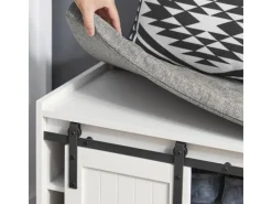 Discount SoBuy Schuhbank mit Sitzfläche und Schiebetüren MDF Weiß FSR133-W