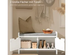 Sale SoBuy Schuhbank mit Sitzfläche Sitzbank aus MDF 91x51x30cm Weiß-Grau FSR63-II-W Grau-Weiß