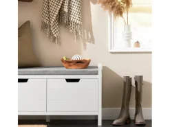 Sale SoBuy Schuhbank mit Sitzfläche Sitzbank aus MDF 91x51x30cm Weiß-Grau FSR63-II-W Grau-Weiß