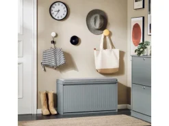 SoBuy Schuhbank Schmal mit Klappe Garderobenbank mit Sitzkissen FSR98-L-HG