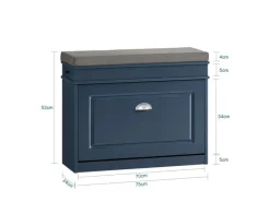 SoBuy Schuhbank Schmal mit Klappe Garderobenbank mit Sitzkissen Blau FSR82-L-B