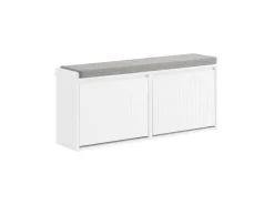 Outlet SoBuy Schuhbank Schmal mit 2 Klappen Garderobenbank mit Sitzkissen FSR98-XL-W Weiß