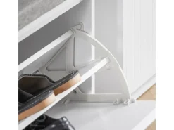 Outlet SoBuy Schuhbank Schmal mit 2 Klappen Garderobenbank mit Sitzkissen FSR98-XL-W Weiß