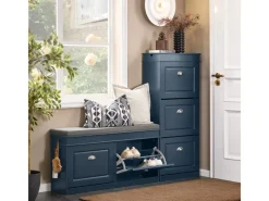 SoBuy Schuhbank Schmal mit 2 Klappen Garderobenbank mit Sitzkissen FSR64-B