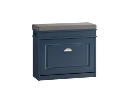 New SoBuy Schuhbank Schmal mit Klappe Garderobenbank mit Sitzkissen Blau FSR82-K-B