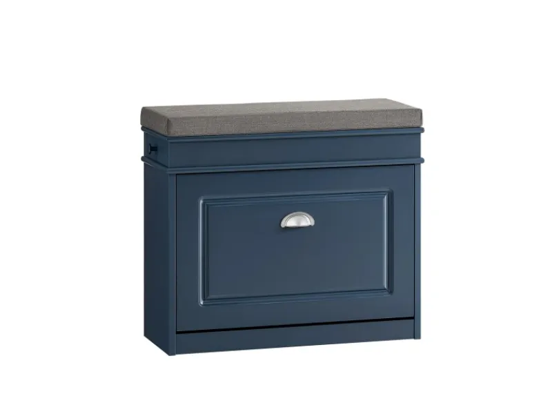 New SoBuy Schuhbank Schmal mit Klappe Garderobenbank mit Sitzkissen Blau FSR82-K-B