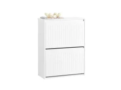 New SoBuy Schuhkipper mit 2 Klappen Schuhschrank Schuhkommode Weiß FSR165-K-W