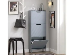 Hot SoBuy Schuhkipper mit 3 Klappen Schuhschrank Schuhkommode Hellgrau FSR151-H-HG