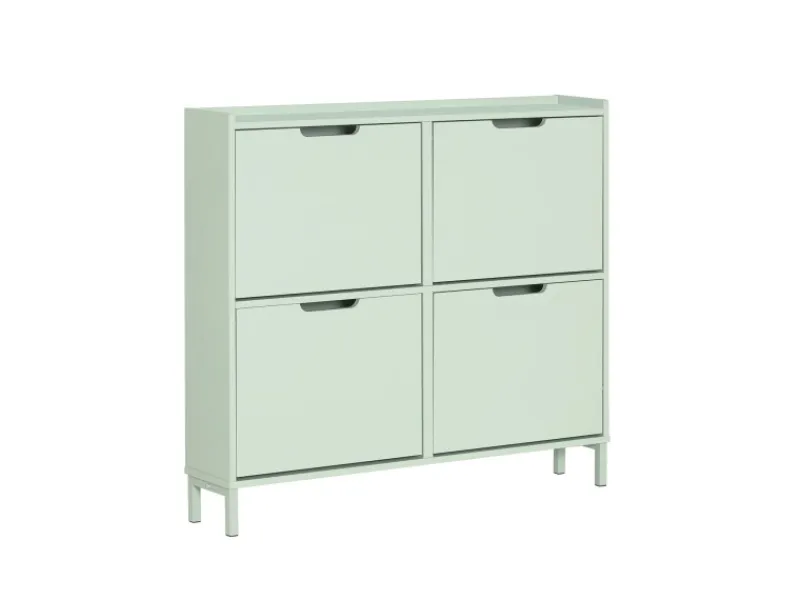 SoBuy Schuhkipper mit 4 Klappen Schuhschrank Schuhkommode Grün FSR100-GR