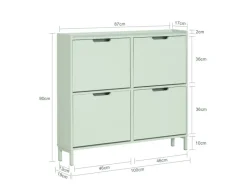 SoBuy Schuhkipper mit 4 Klappen Schuhschrank Schuhkommode Grün FSR100-GR