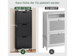 Best SoBuy Schuhkipper mit 3 Klappen Schuhschrank Schmal für Diele Flur FSR177-H-SCH Schwarz