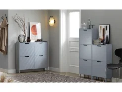 SoBuy Schuhkipper mit 4 Klappen Schuhschrank Schuhkommode Hellgrau FSR100-HG