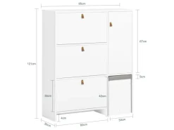 SoBuy Schuhkipper mit 3 Klappen Schuhschrank Schuhkommode Weiß FSR107-W