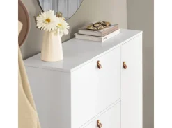 SoBuy Schuhkipper mit 3 Klappen Schuhschrank Schuhkommode Weiß FSR107-W