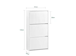 SoBuy Schuhkipper mit 3 Klappen Schuhschrank Schuhkommode Weiß FSR165-H-W