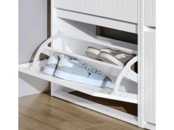 SoBuy Schuhkipper mit 3 Klappen Schuhschrank Schuhkommode Weiß FSR165-H-W