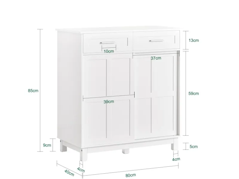 SoBuy Schuhschrank Buffet Küchenschrank Sideboard Kommode Weiß FSB84-W
