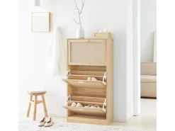 Clearance SoBuy Schuhschrank mit 3 Klappen Schuhregal Schuhkommode 60x118x24cm Natur FSR159-N