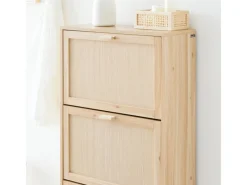 Clearance SoBuy Schuhschrank mit 3 Klappen Schuhregal Schuhkommode 60x118x24cm Natur FSR159-N