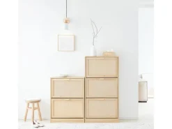 Clearance SoBuy Schuhschrank mit 3 Klappen Schuhregal Schuhkommode 60x118x24cm Natur FSR159-N