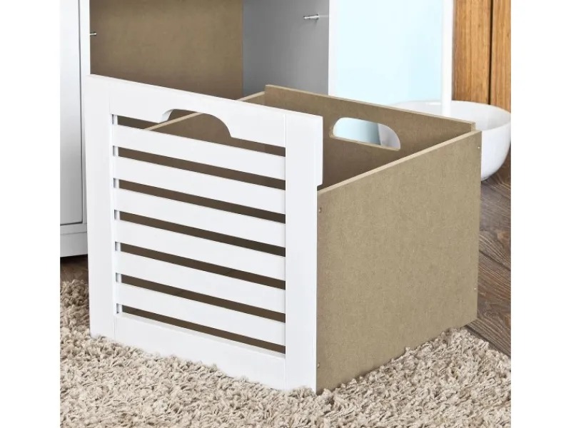 SoBuy Schuhtruhe mit 3 Körben Weiß Holzwerkstoff 105cm FSR23-W