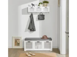 SoBuy Schuhtruhe mit 3 Körben Weiß Holzwerkstoff 105cm FSR23-W