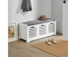 SoBuy Schuhtruhe mit 3 Körben Weiß Holzwerkstoff 105cm FSR23-W